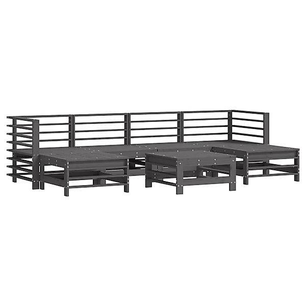 vidaXL 7-tlg Garten-Lounge-Set Grau Massivholz Kiefer Modell 23 günstig online kaufen