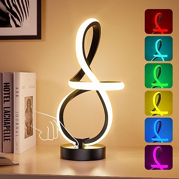 Masbekte Nachttischlampe Dimmbar Tischlampe, 7-farbige Tischleuchte, günstig online kaufen