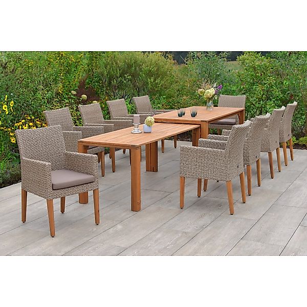 Merxx Ranzano Set 11-tlg. 10 Sessel Flex-Gartentisch Ausziehbar günstig online kaufen