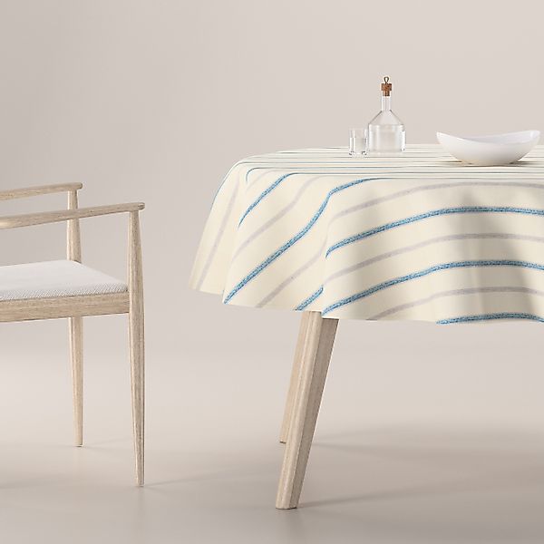 Runde Tischdecke, creme- blau gestreift, Avinon (129-66) günstig online kaufen