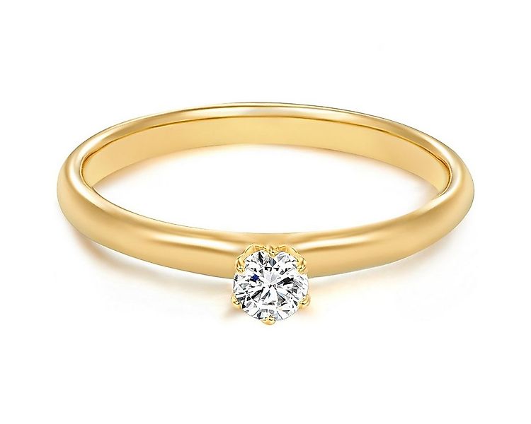 Trilani Silberring gelbgold, mit Zirkonia im Brillant-Look günstig online kaufen