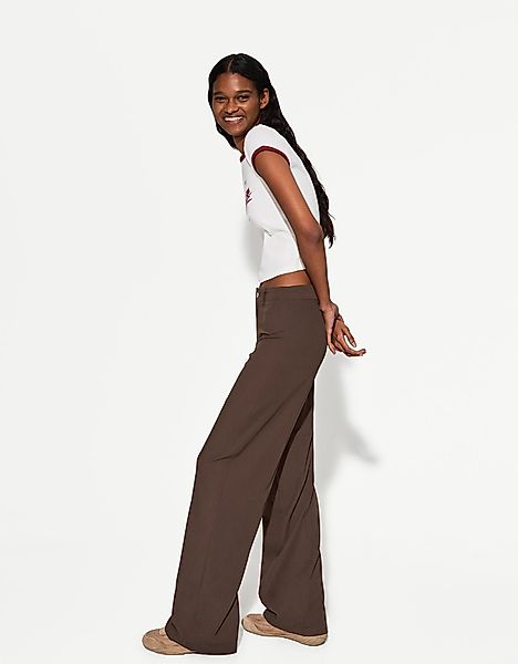 Bershka Wide-Leg-Hose Damen 38 Braun günstig online kaufen