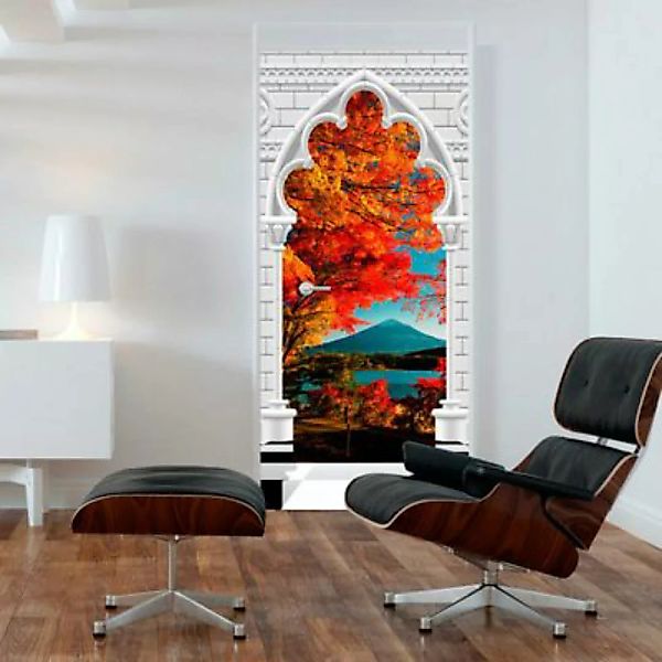 artgeist Türtapete Photo wallpaper - Gothic Arch and Mount Fuji I mehrfarbi günstig online kaufen