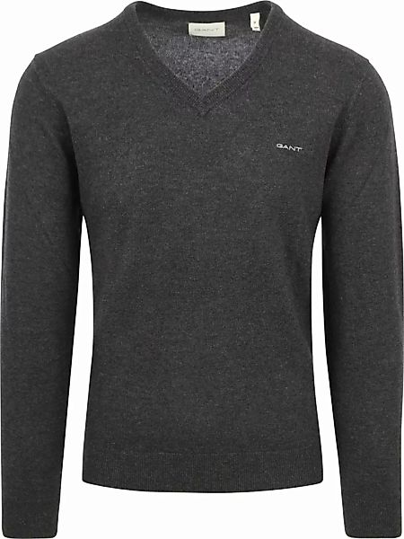 Gant V-Hals Lammwolle Pullover Anthrazit - Größe 3XL günstig online kaufen