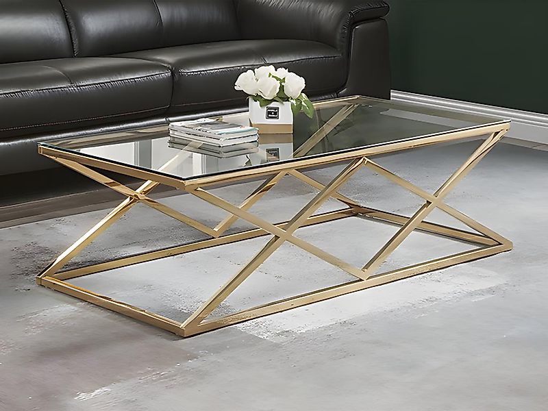 Couchtisch - Glas & Stahl - Goldfarben - CHARLOTTE  von Pascal MORABITO günstig online kaufen