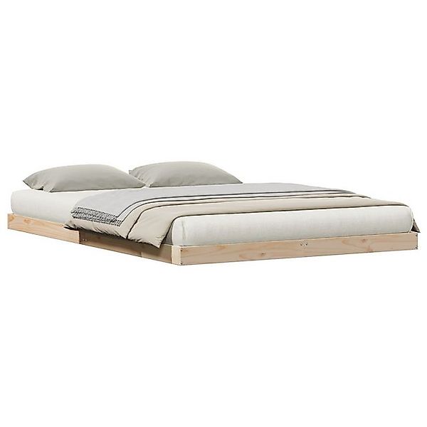 vidaXL Bett Bodenbett Weiß 140x220 cm Massivholz Kiefer (1-tlg) günstig online kaufen