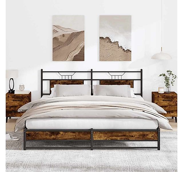 vidaXL Bett, Metallbett ohne Matratze Räuchereiche 180x200 cm günstig online kaufen
