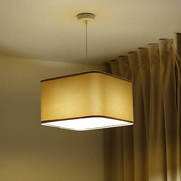 Hängeleuchte Kwadro, beige, 40 x 40 cm, Velourstoff günstig online kaufen