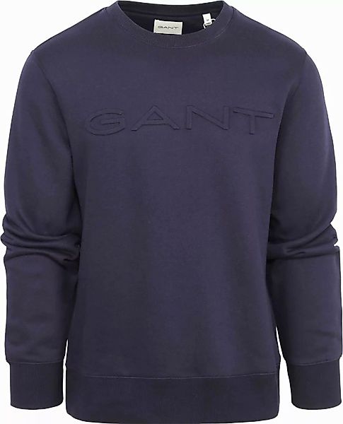 Gant Pullover Embossed Logo Navy - Größe XL günstig online kaufen