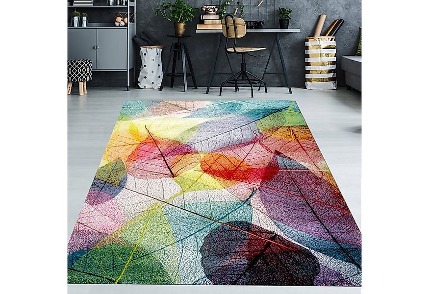 TeppichHome24 Teppich Teppich Wohnzimmer Laub bunt, rechteckig, Höhe: 13 mm günstig online kaufen
