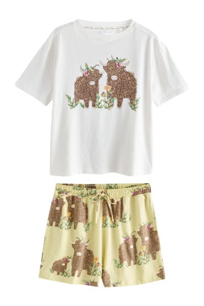 Next Pyjama Kurzarm-Schlafanzug, Hochlandrind Hamish (2 günstig online kaufen