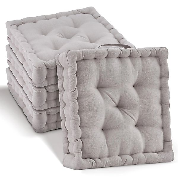 Beautissu Mila Stuhlkissen 50x50x10cm Taupe 4tlg günstig online kaufen