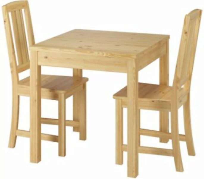 Erst-Holz® Stilvolle kleine Essgruppe mit Tisch und 2 Stühle Kiefer natur M günstig online kaufen