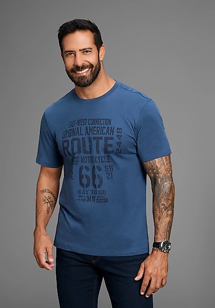 Mans World Rundhalsshirt, kurzärmelig, lässige Passform, bedruckt, Rundhals günstig online kaufen