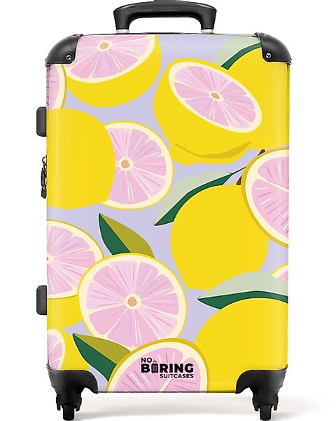 NoBoringSuitcases.com© Hartschalen-Trolley Lila mit gelben rosa günstig online kaufen