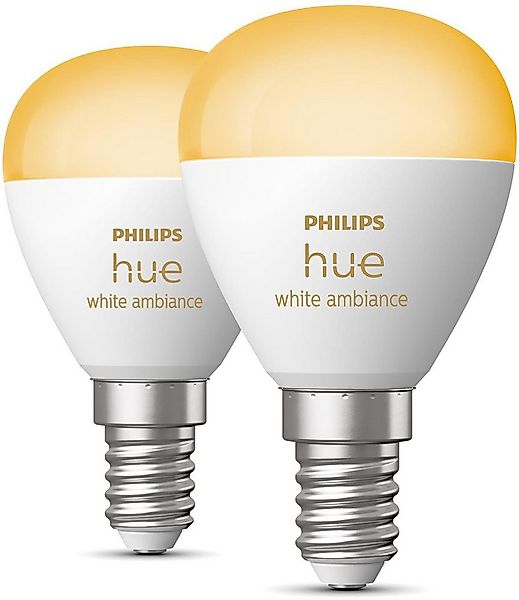 Philips Hue LED-Leuchtmittel White Ambiance Luster 470lm, E14, 2 St., Farbw günstig online kaufen
