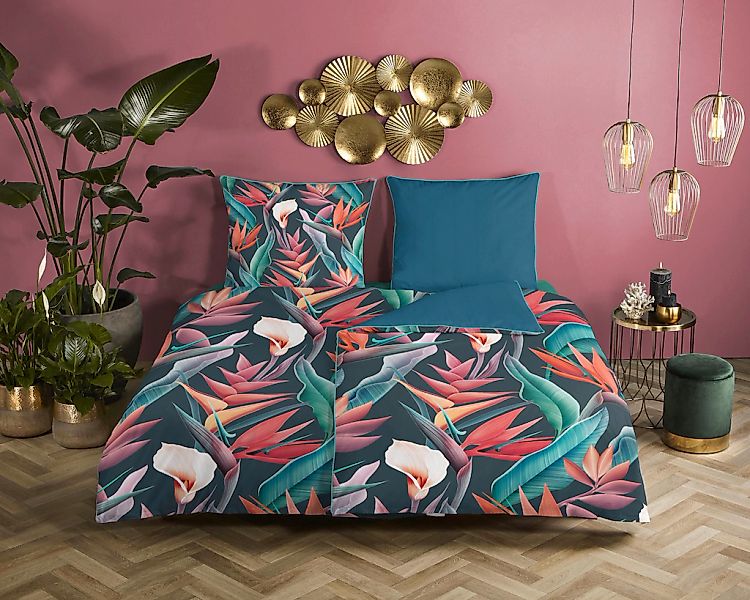 Descanso Bettwäsche "Chloe" 3 Stk. Baumwolle, Satin, 135x200, Biese, Reißve günstig online kaufen