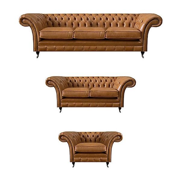 JVmoebel Sofa Braun Chesterfield Luxuriöse Sofagarnitur Set 3+2+1 Wohnzimme günstig online kaufen