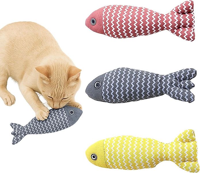 FUNFY Tierkuscheltier Fisch Katzenspielzeug Set 3 Stück Katzenminze Knister günstig online kaufen