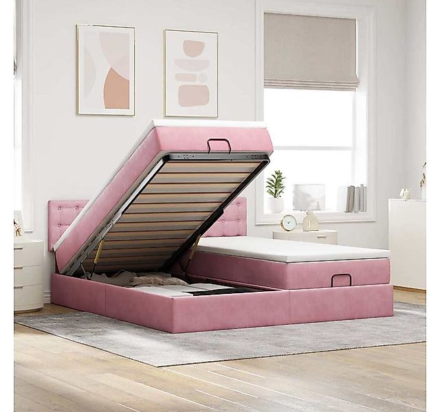 vidaXL Bett, Ottoman-Bett mit Matratzen & LEDs Rosa 180x200 cm Samt günstig online kaufen