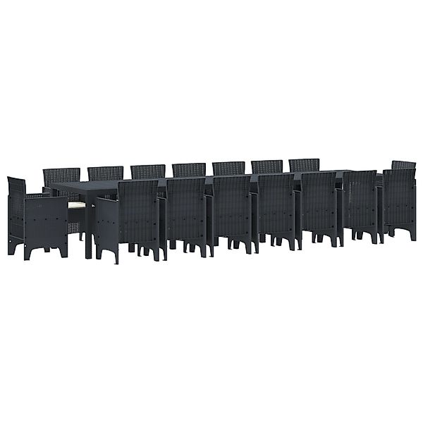 vidaXL 17-Teiliges Garten-Essset mit Kissen Anthrazit Poly-Rattan 3378656 günstig online kaufen