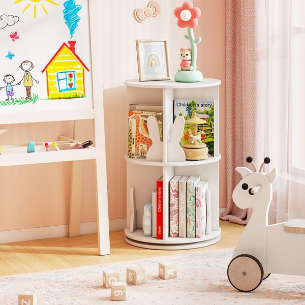 COSTWAY Kinderregal, Drehbares Bücherregal mit Hasen-Trennwänden, günstig online kaufen