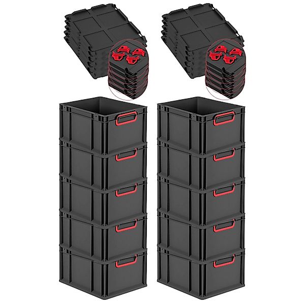 PROREGAL SparSet 10x Eurobox Nextgen Color Mit Auflagedeckel HxBxT 22x30x40 günstig online kaufen