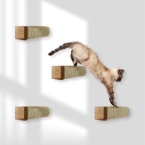 Rohrschneider Katzen-Kletterwand Katzentreppe Wand Wandelement Kratzstamm günstig online kaufen
