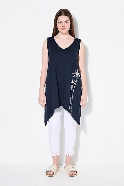 Ulla Popken Longtop Top Zipfelsaum V-Ausschnitt ärmellos Biobaumwolle günstig online kaufen