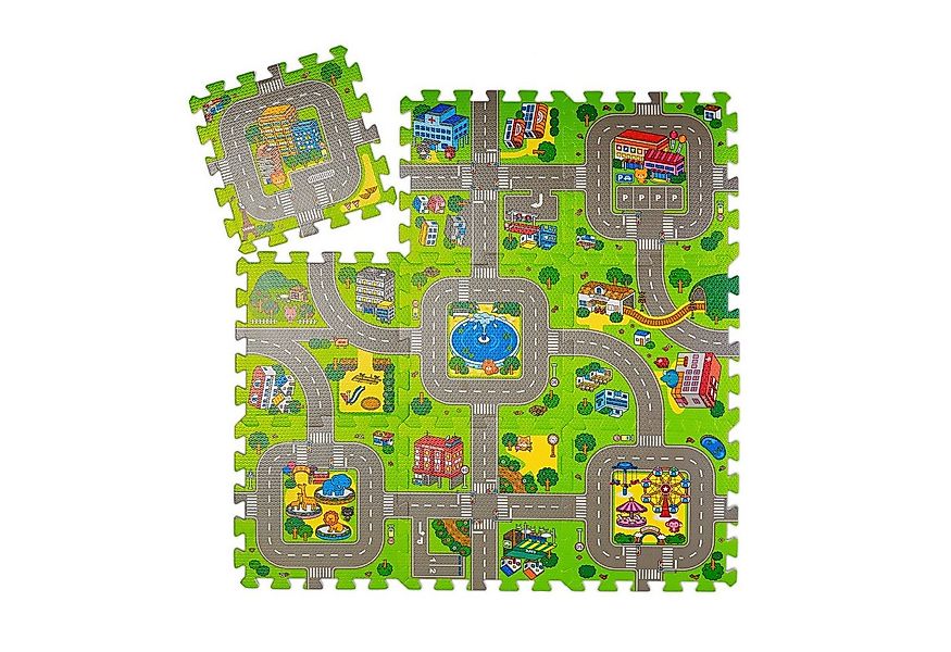 relaxdays Spielmatte Puzzlematte Straße mit Tieren günstig online kaufen