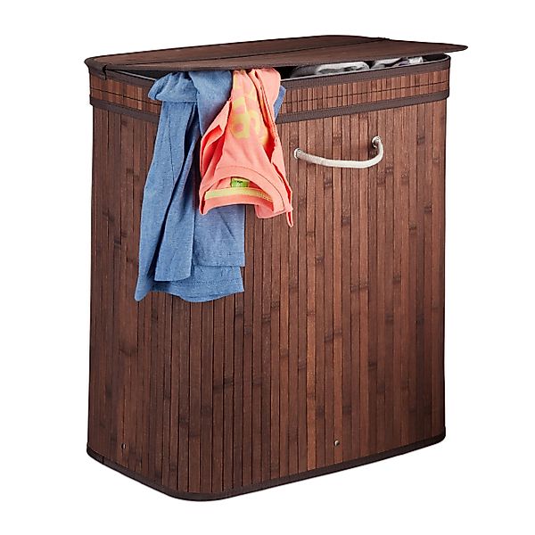 relaxdays Wäschesortierer Wäschekorb Bambus eckig, Braun günstig online kaufen