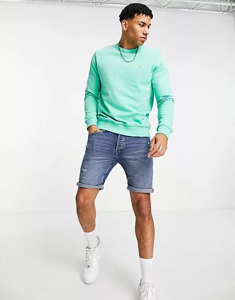 Farah – Tim – Sweatshirt aus Bio-Baumwolle mit Rundhalsausschnitt in Grün günstig online kaufen