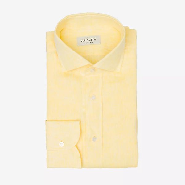 Hemd  einfarbig  gelb leinen leinwandbindung, kragenform  modernisierter sp günstig online kaufen