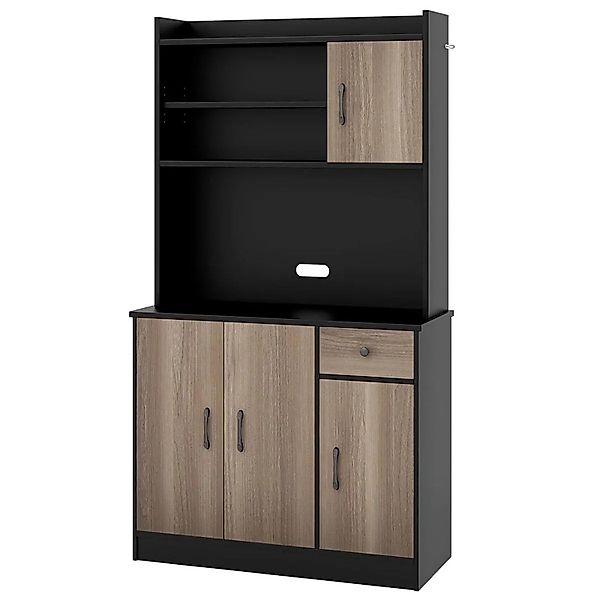 Costway Küchenschrank mit Arbeitsplatte Hochschrank Küche Schwarz günstig online kaufen