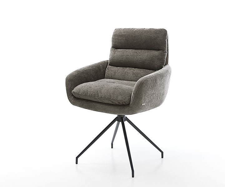 Esszimmerstuhl Abelia-Flex mit Armlehnen Bouclé Soft Schlamm Kreuzgestell k günstig online kaufen