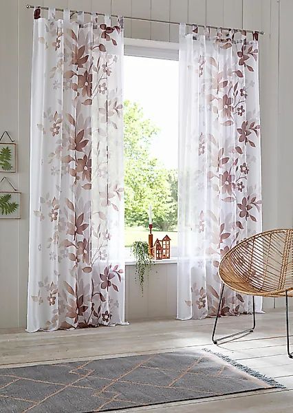 Home affaire Gardine »Ina« Schlaufen 2 Stk. tlg. 2-er Set, einseitig floral günstig online kaufen