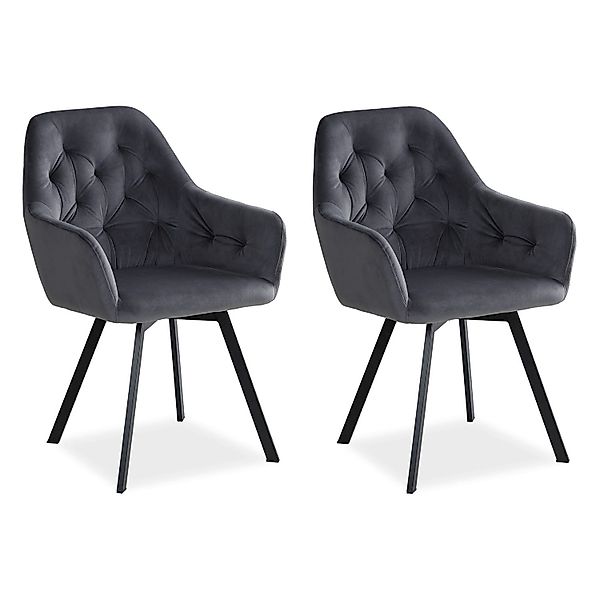 Homestyle4u Polsterstuhl Drehbar 2er Set in Grau 2351 günstig online kaufen