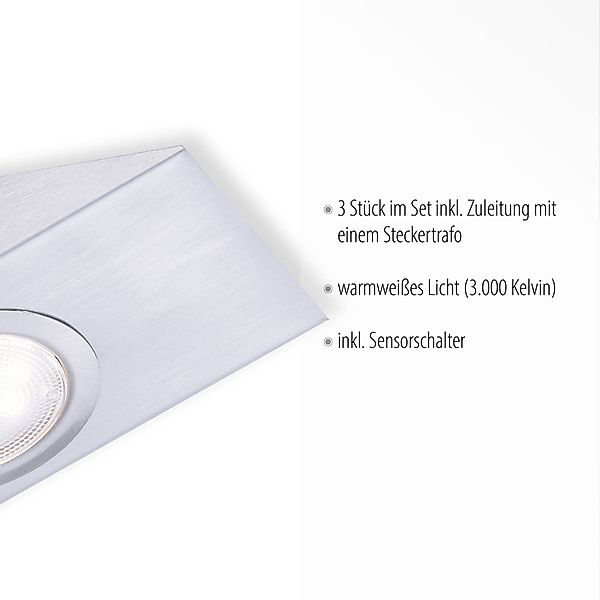 LED-Unterbauleuchte Theo, Viereck, 3er-Set günstig online kaufen