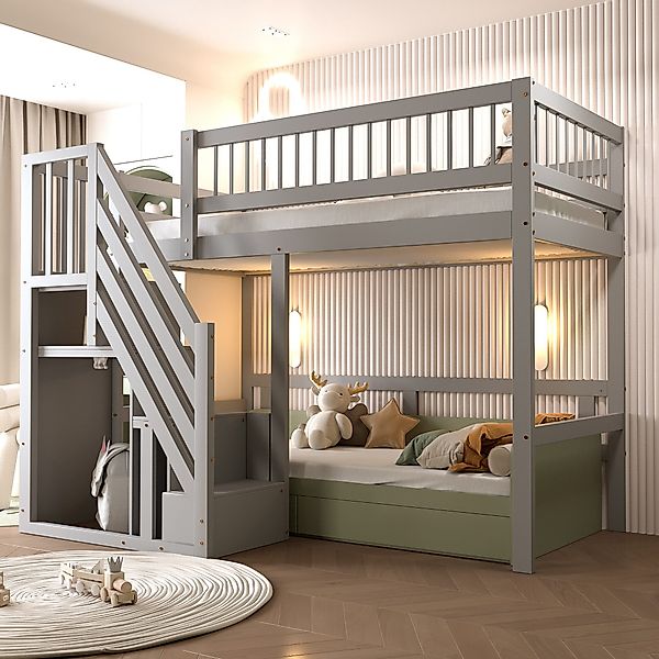 Odikalo Kinderbett Hochbett Massivholzbett Bettgestell 90x200 günstig online kaufen