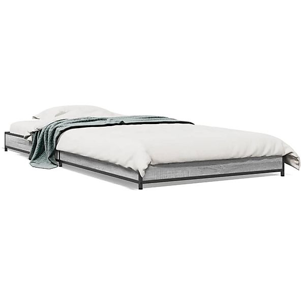 vidaXL Bettgestell Grau Sonoma 90x200 cm Holzwerkstoff und Metall 845179 günstig online kaufen