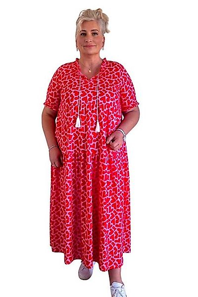 Ringella Sommerkleid Maxikleid mit Stufen und Rüschen Herzchen-Alloverdruck günstig online kaufen