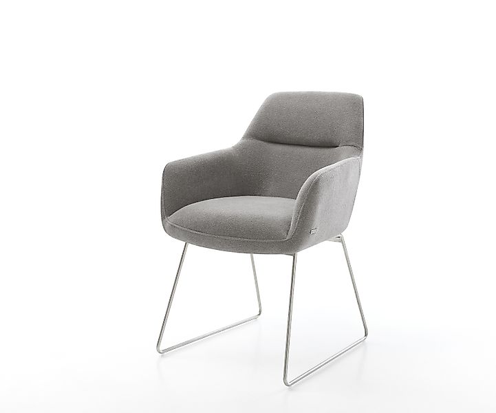 Esszimmerstuhl Pejo-Flex Strukturstoff Soft Grau Kufengestell Edelstahl Tas günstig online kaufen