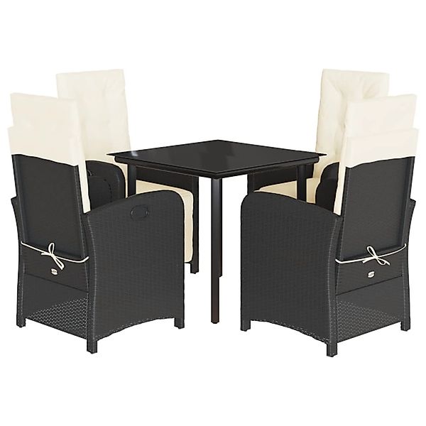 vidaXL 5-Tlg Garten-Essgruppe mit Kissen Schwarz Poly Rattan 3212302 günstig online kaufen