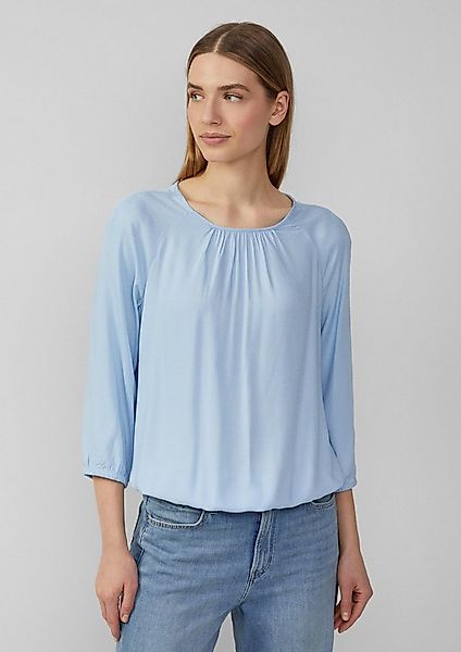s.Oliver Kurzarmbluse Bluse Strukturierte Viskose-Bluse mit Raff-Details günstig online kaufen