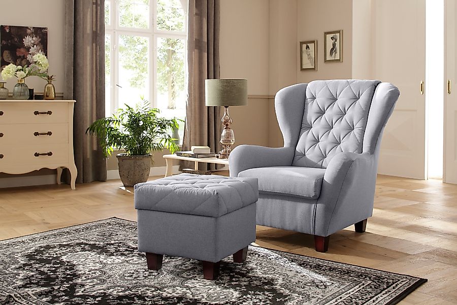 Home affaire Ohrensessel Alexandra, incl. Hocker, günstig online kaufen