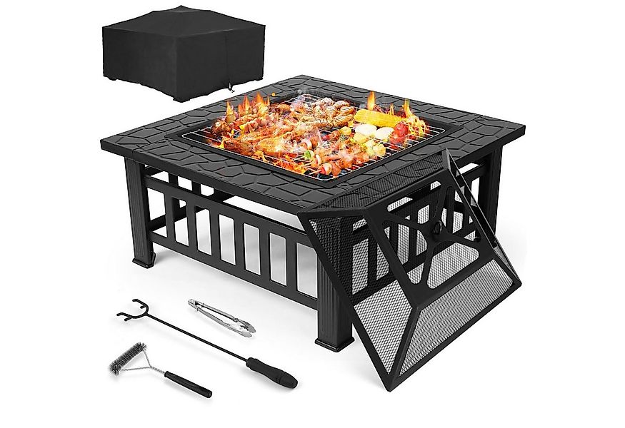 TLGREEN Feuerschale 3 in 1 Feuerstelle mit Funkenschutz, (Lagerfeuer Grill, günstig online kaufen
