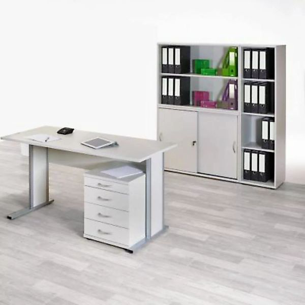 Lomadox Büromöbelset  TYP4000 licht-grau, 5-teilig günstig online kaufen