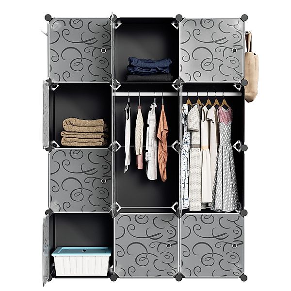 Clanmacy Kleiderschrank DIY Kombischrank Tragbarer Regalsystem günstig online kaufen