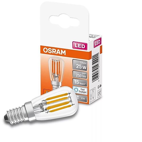 Osram LED Lampe ersetzt 25W E14 Röhre - T25 in Transparent 2,8W 250lm 6500K günstig online kaufen
