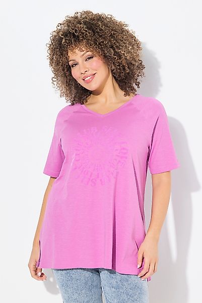 Ulla Popken T-Shirt T-Shirt Flockdruck V-Ausschnitt günstig online kaufen